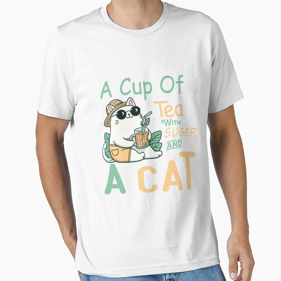 Funny Cat, A cup of Tea with Sugar and a Cat. by ArtisanAvenuue T-Shirts, Hoodie, Sweatshirt | BlankRebels.com (Image 1)