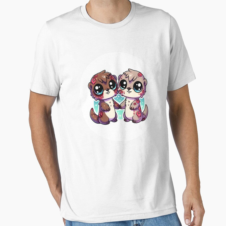 Fluffy Zombie Otters: Innocent Eyes and Eerie Hand-Holding by Mechanical-Artt T-Shirts, Hoodie, Sweatshirt (Image 1)