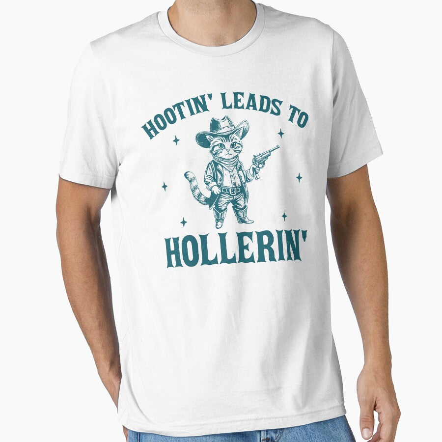 Hootin' Leads Hollerin' Western Country Vintage Shirt Retro Funny Cowboy Cat Shirt Meowdy Partner T-Shirts, Hoodie, Sweatshirt