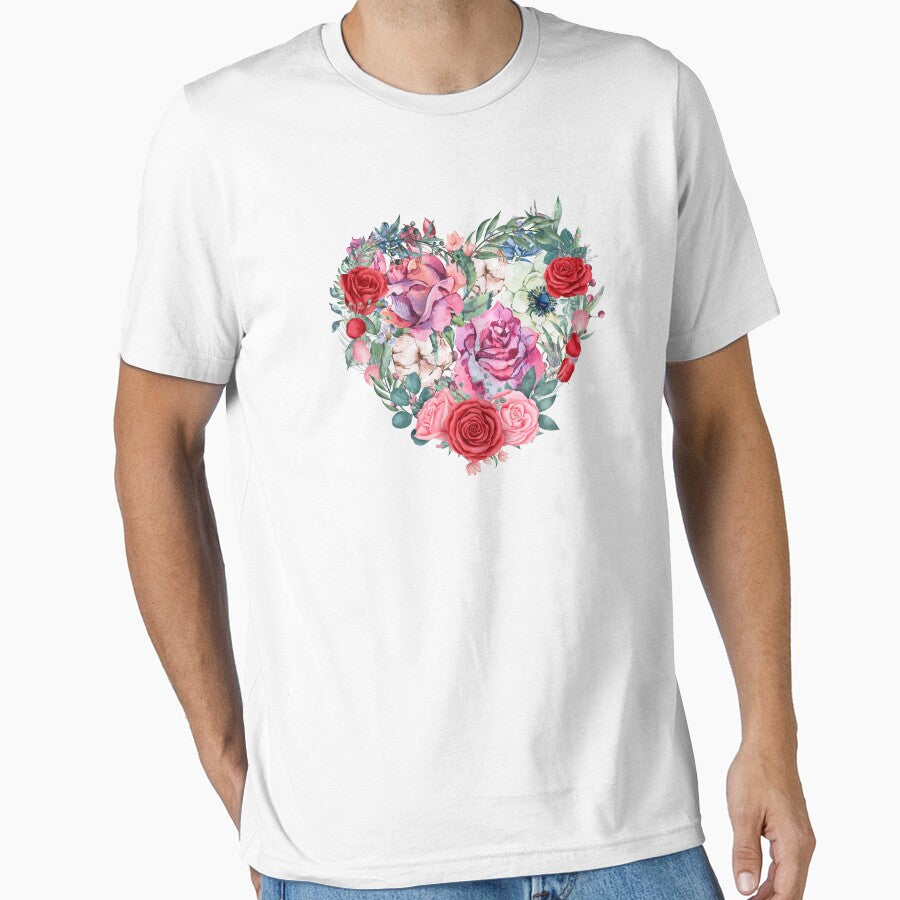 Beautiful February 14th Valentines Day Blooming Heart Flower Aesthetic Gifts by Flowerartlovers T-Shirts,... (Image 1)