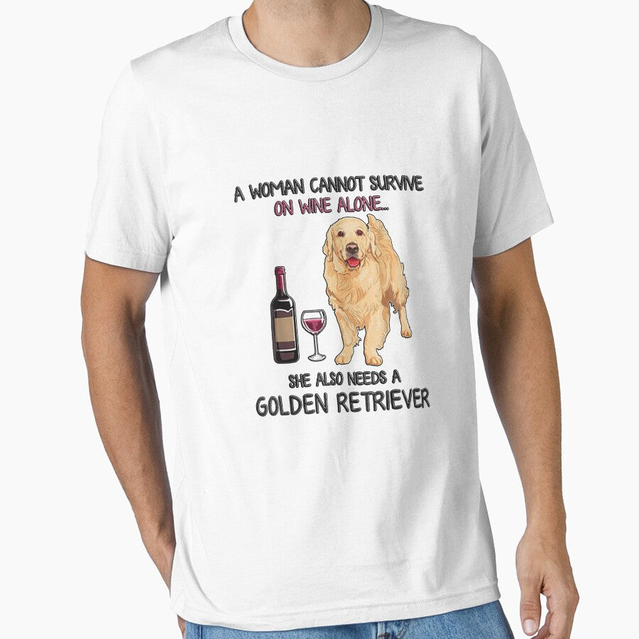 A Woman Cannot Survive On Wine Alone Golden Retriever by DarrenGutmann T-Shirts, Hoodie, Sweatshirt (Image 1)