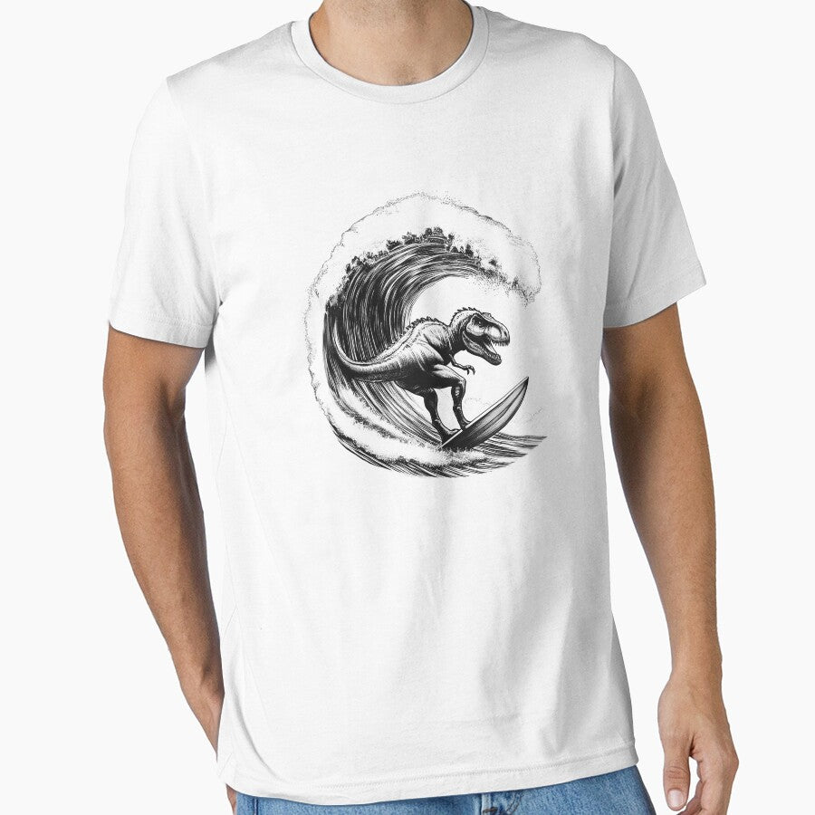 Dinosaur Surfing Surf Surfboard Surfer by Kimberley King Art  King Art T-Shirts, Hoodie, Sweatshirt (Image 1)