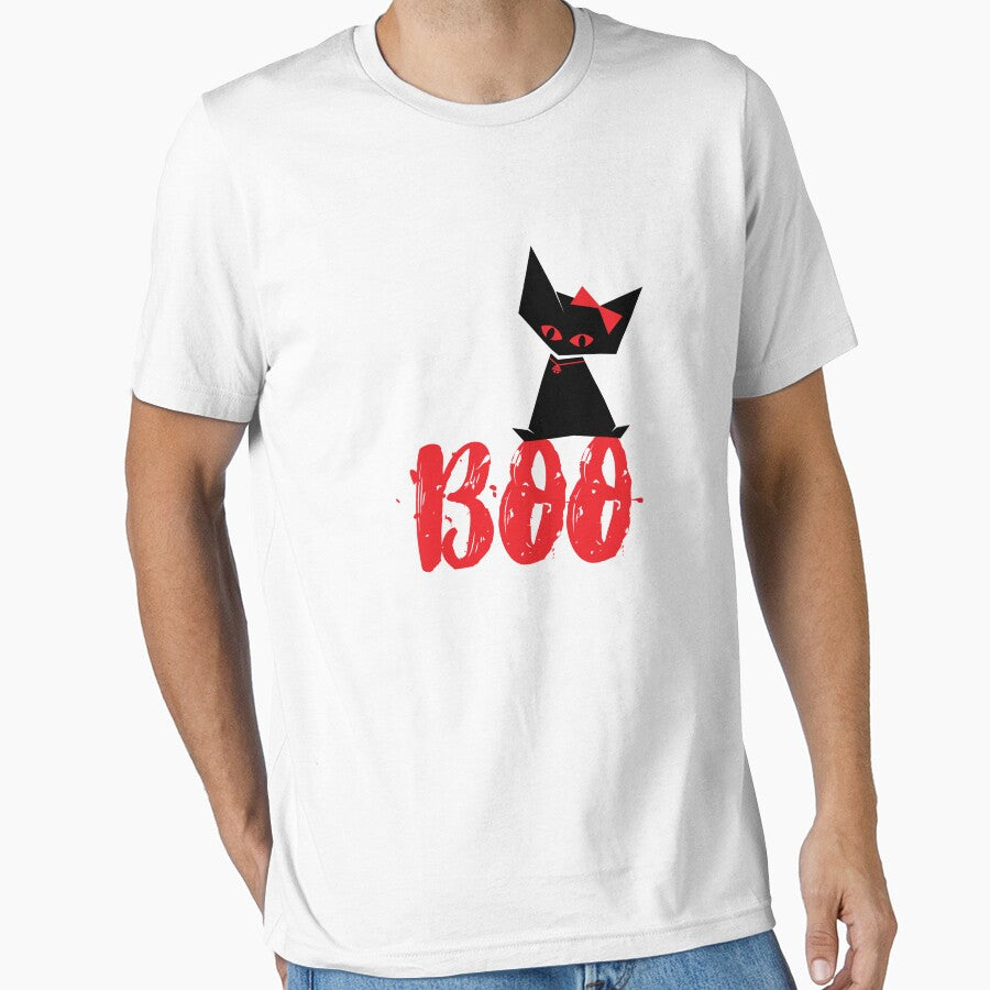 Boo black cat classic t-shirt new Halloween design 2020 by Cardio Boutique