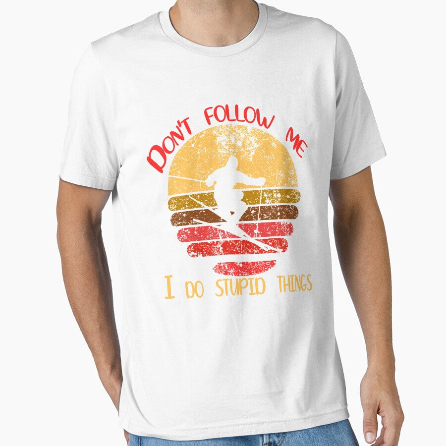 Don't  Follow Me I Do Stupid Things Vintage Retro Sunset by kd4tee T-Shirts, Hoodie, Sweatshirt | BlankRebels.com (Image 1)