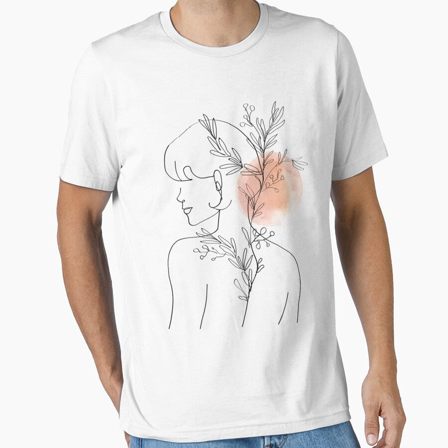 Minimal Line Art Woman with Flowers Art Print by MollyGreen01 T-Shirts, Hoodie, Sweatshirt | BlankRebels.com (Image 1)