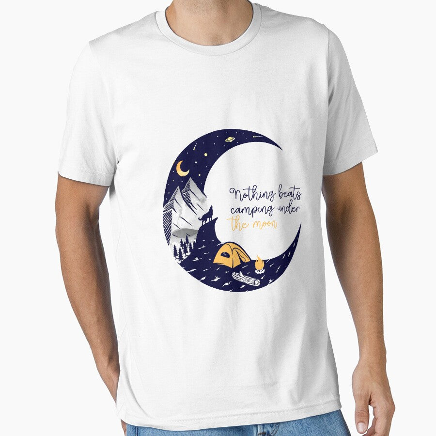 Nothing Beats Camping Under the Moon T-Shirt | Top | Sweatshirt | Hoodie | Tank Top | Sticker | Magnet | Tote Bag by MonkeyPaper