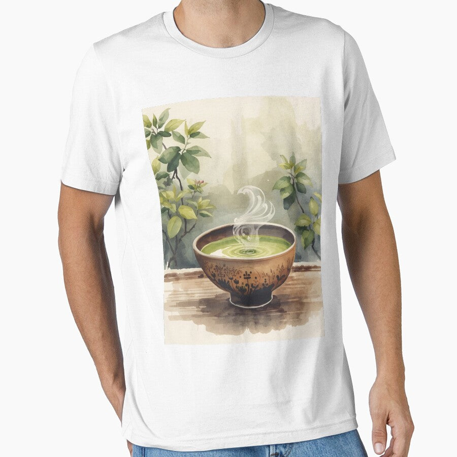 Zen Matcha Ritual – Watercolor Green Tea Shirt by Kasad Hoodie, Sweatshirt | BlankRebels.com (Image 1)
