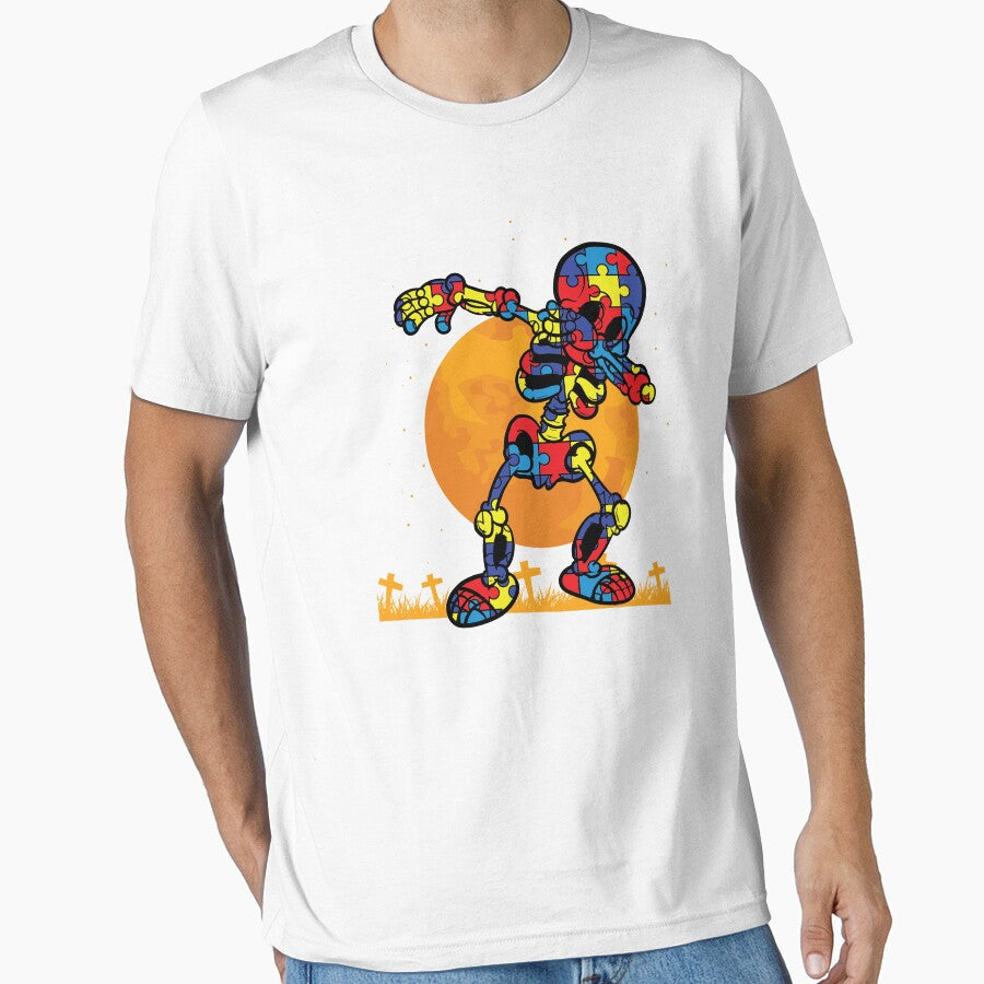 Halloween Autism Dabbing Skeleton by DNW-art T-Shirts, Hoodie, Sweatshirt | BlankRebels.com (Image 1)