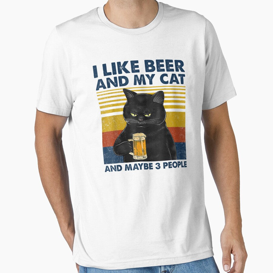 I Like Beer My Cat And Maybe 3 People Funny Cat Lovers gift by KatheChelsea T-Shirts, Hoodie, Sweatshirt (Image 1)