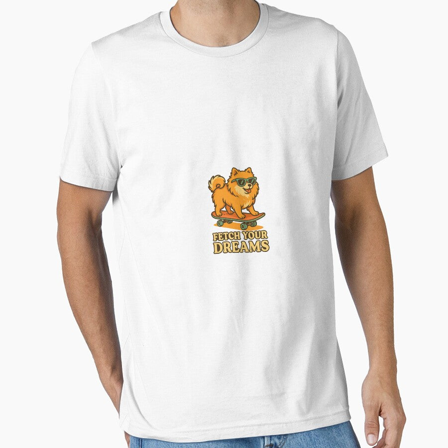Fetch Your Dreams – Funny Pomeranian Dog Cartoon Design by Stay-Pawsome T-Shirts, Hoodie, Sweatshirt (Image 1)