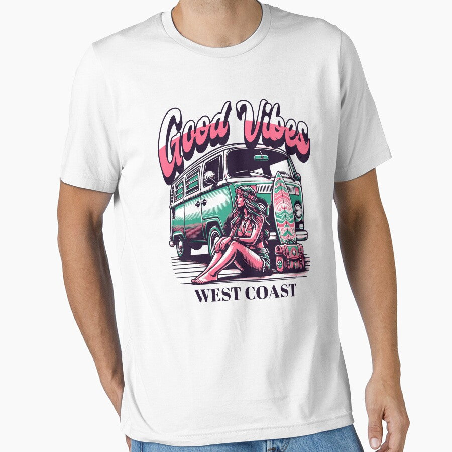 Good Vibes Hippie Girl Surf T-Shirt by alexbrown583 Hoodie, Sweatshirt | BlankRebels.com (Image 1)