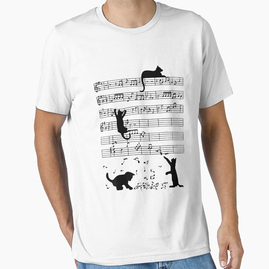 Black Cat Climbing Playing Sheet Music Note Lover Cat T-Shirts, Hoodie, Sweatshirt