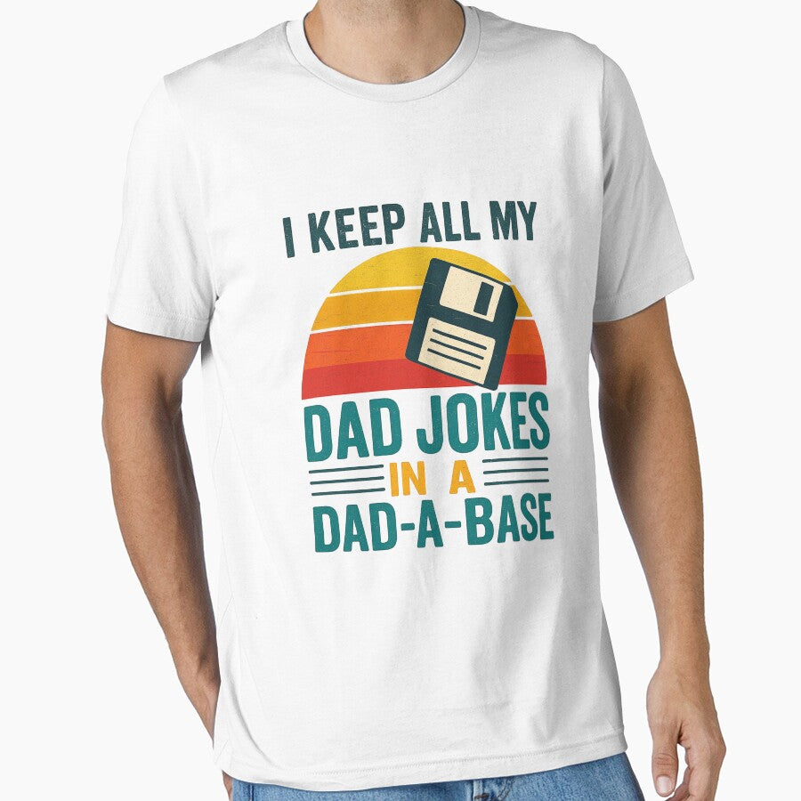 I Keep All My Dad Jokes in a Dad-A-Base – Funny Retro Dad Joke Pun by flagylART