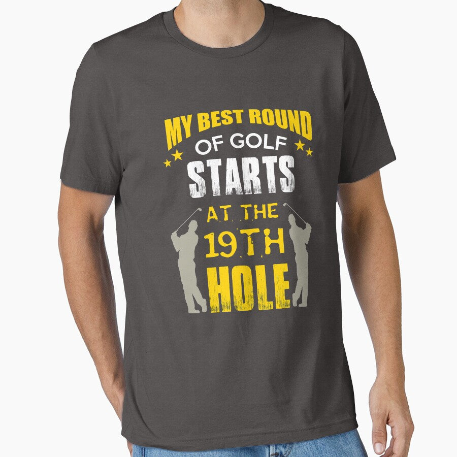 My Best Round Of Golf Starts At The 19th Hole! Novelty Golf Shirt by Orange Pieces Hoodie, Sweatshirt (Image 1)