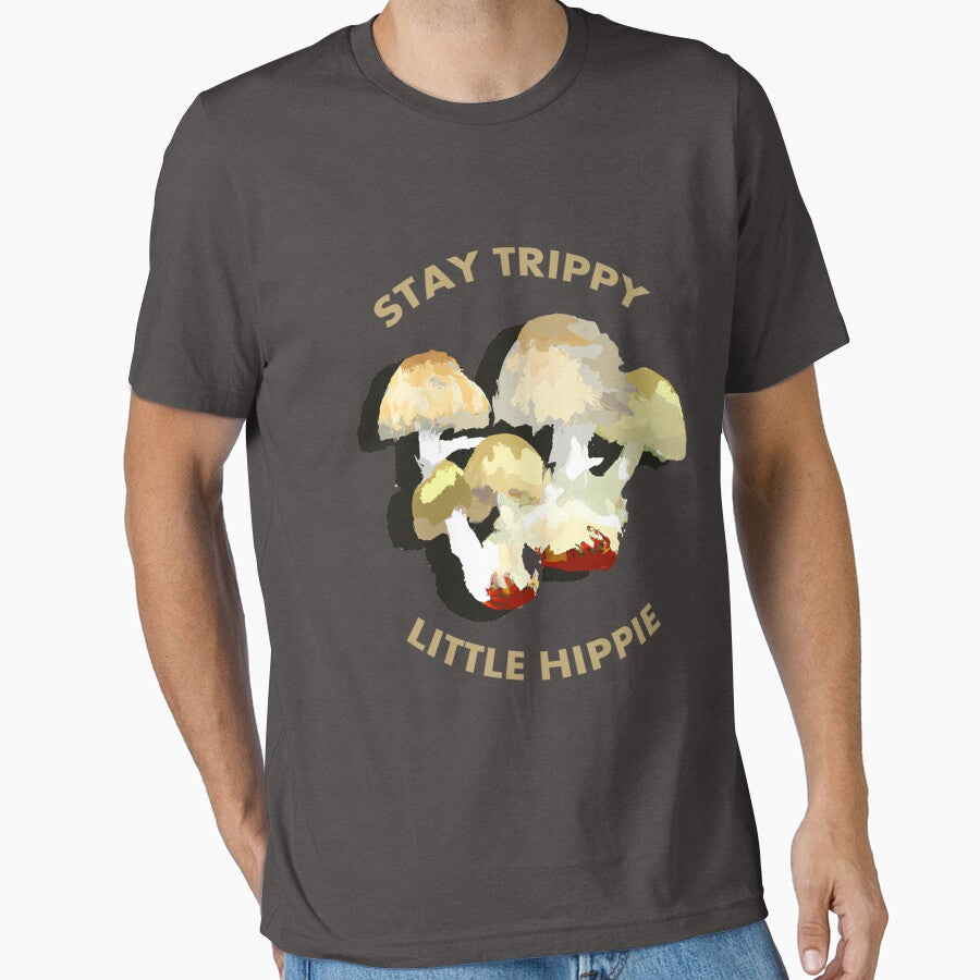 Stay Trippy Little Hippie Mushroom Drawn by xdkiller666 T-Shirts, Hoodie, Sweatshirt | BlankRebels.com (Image 1)