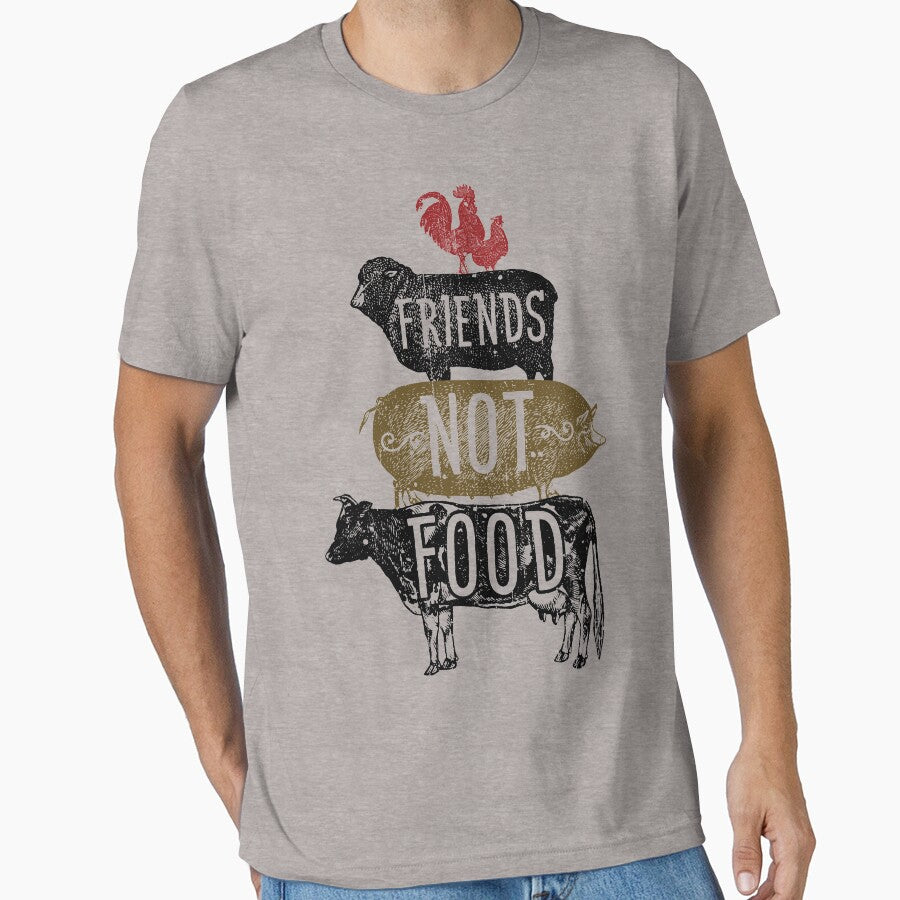 Friends Not Food - Vegan Vegetarian Animal Lovers T-Shirt (Image 1)