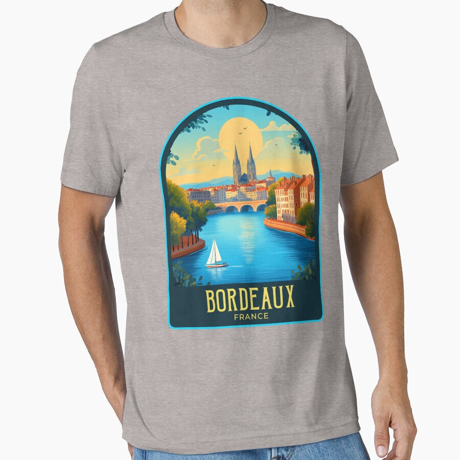Bordeaux Vintage Travel Illustration by HomeLivingCo T-Shirts, Hoodie, Sweatshirt | BlankRebels.com (Image 1)