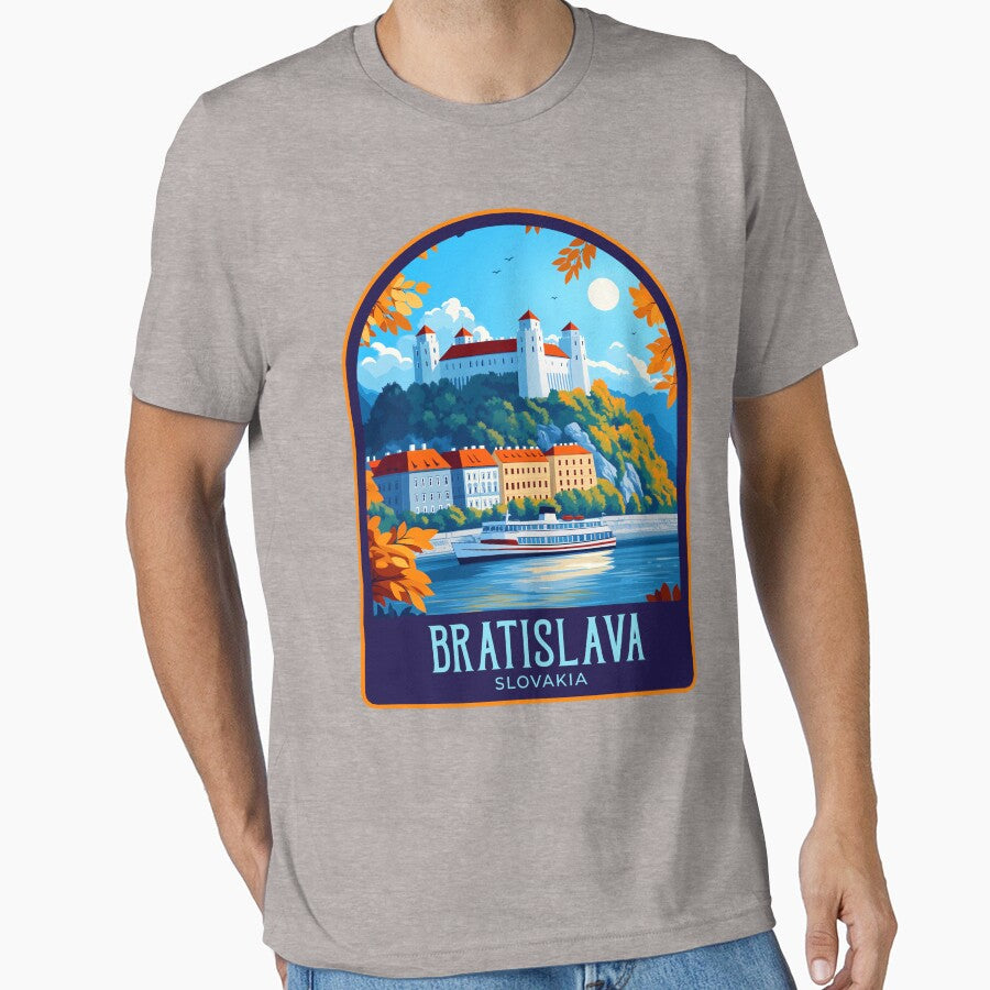 Bratislava Vintage Travel Illustration by HomeLivingCo T-Shirts, Hoodie, Sweatshirt | BlankRebels.com (Image 1)