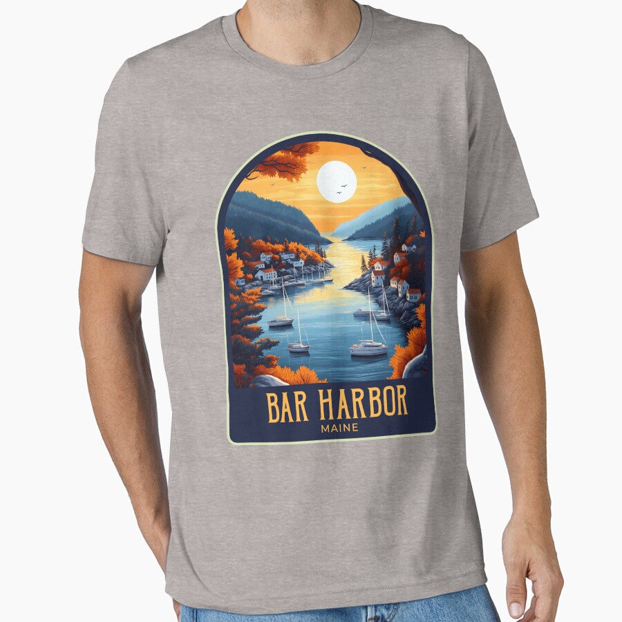 Bar Harbor Vintage Travel Illustration by HomeLivingCo T-Shirts, Hoodie, Sweatshirt | BlankRebels.com (Image 1)