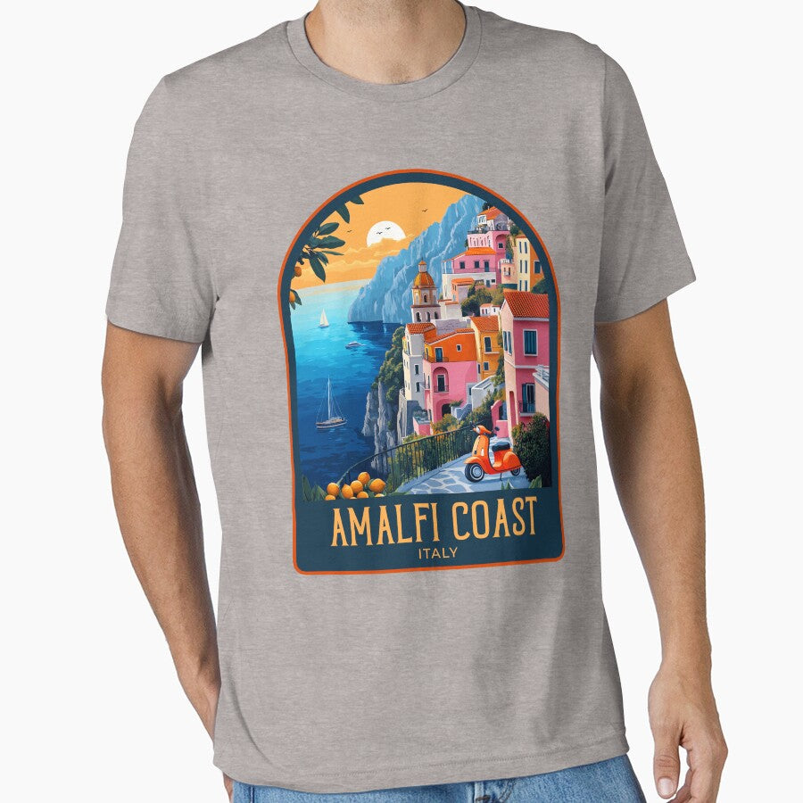 Amalfi Coast Vintage Travel Illustration T-Shirts, Hoodie, Sweatshirt