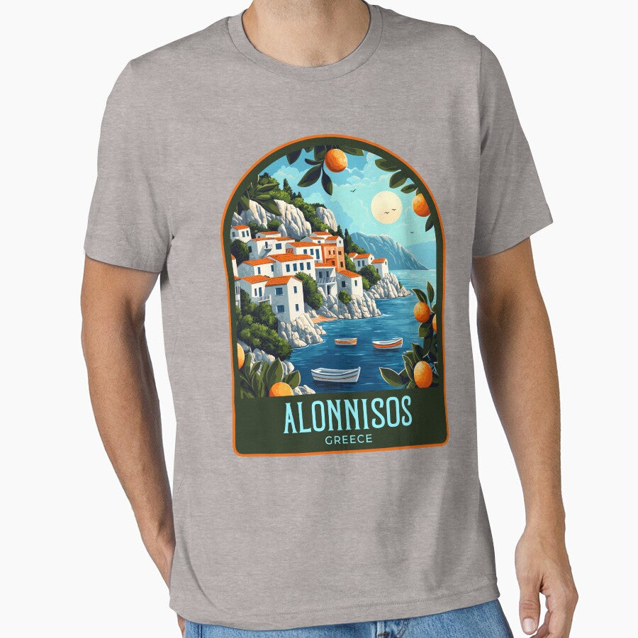 Alonnisos Vintage Travel Illustration by HomeLivingCo T-Shirts, Hoodie, Sweatshirt | BlankRebels.com (Image 1)