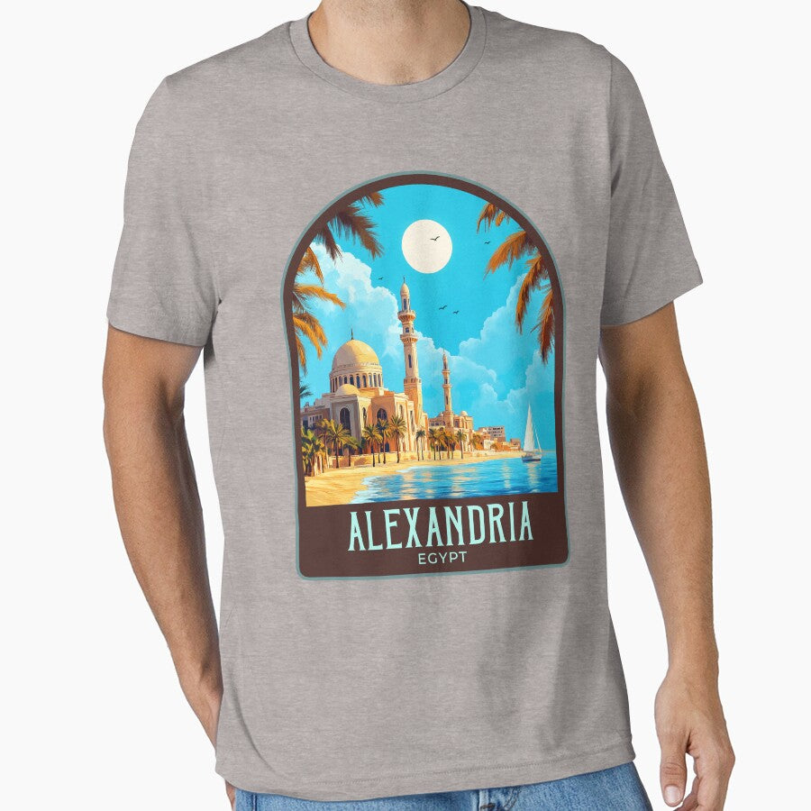 Alexandria Egypt Vintage Travel Illustration T-Shirts, Hoodie, Sweatshirt