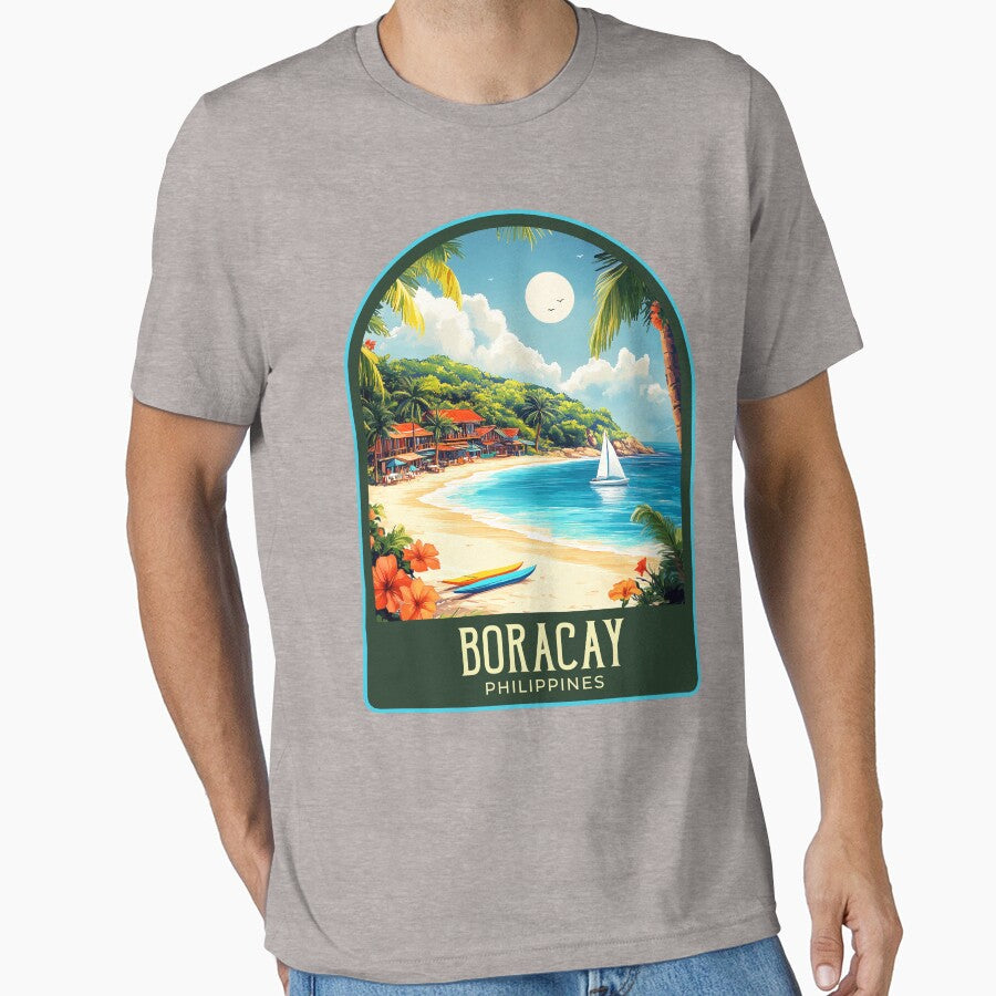 Boracay Vintage Travel Illustration by HomeLivingCo T-Shirts, Hoodie, Sweatshirt | BlankRebels.com (Image 1)