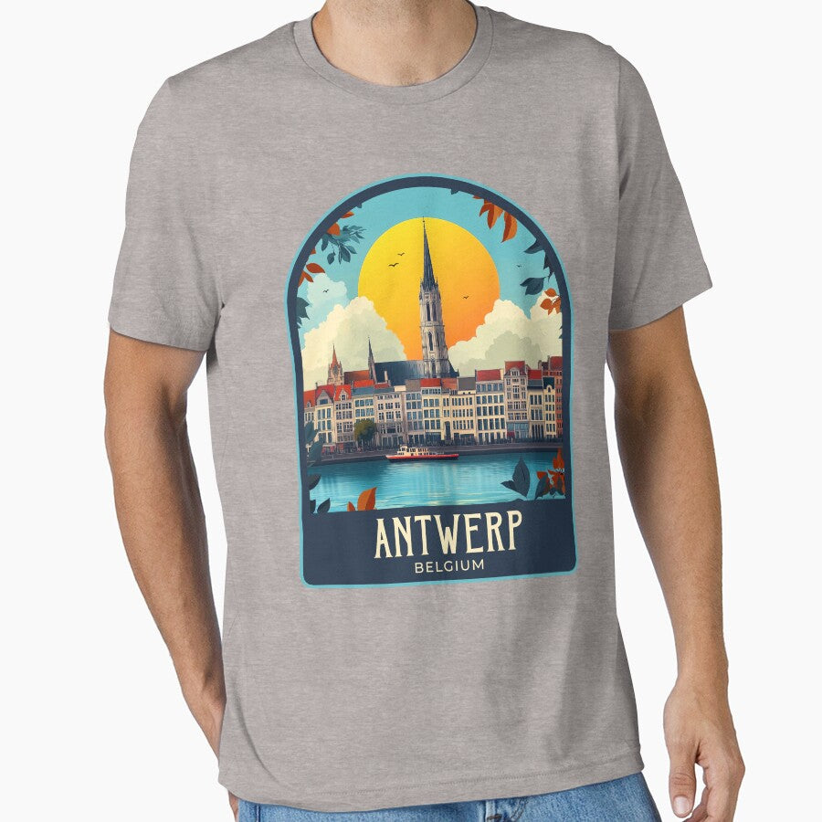 Antwerp Vintage Travel Illustration T-Shirts, Hoodie, Sweatshirt