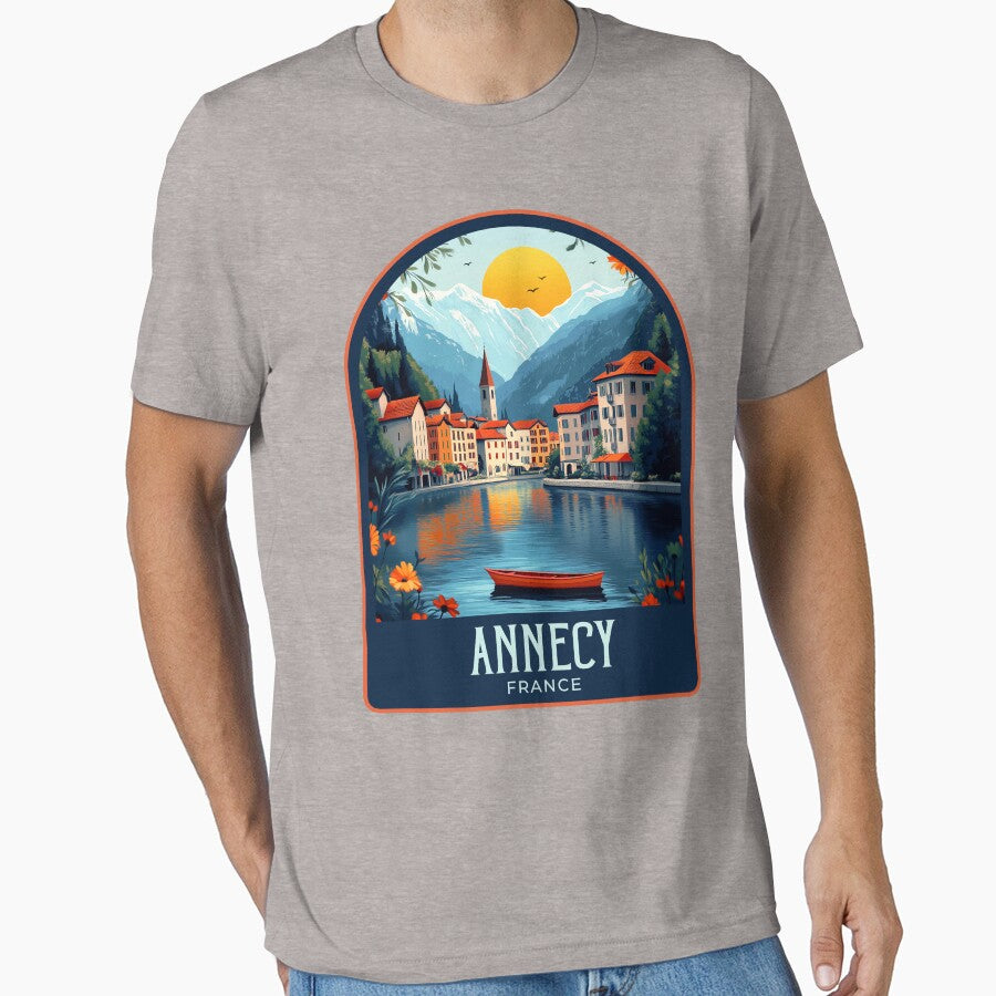 Annecy Vintage Travel Illustration by HomeLivingCo T-Shirts, Hoodie, Sweatshirt | BlankRebels.com (Image 1)