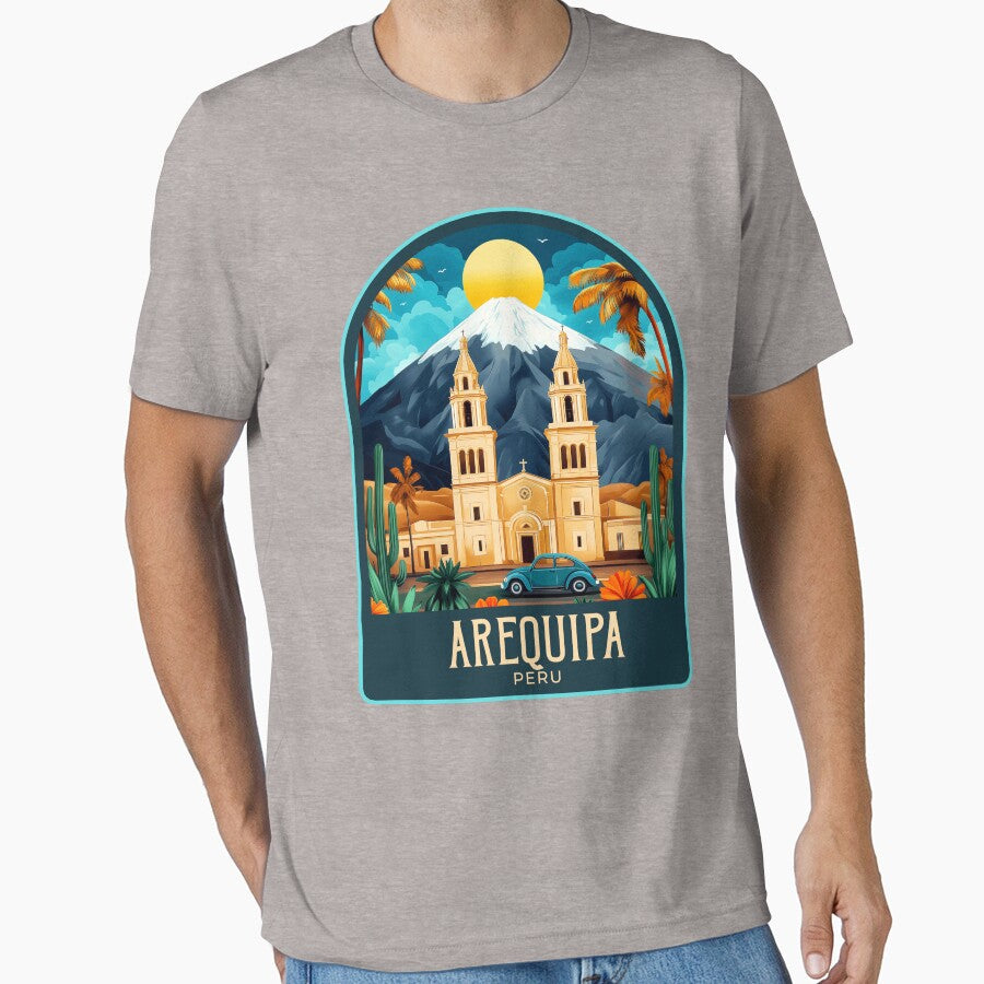 Arequipa Vintage Travel Illustration by HomeLivingCo T-Shirts, Hoodie, Sweatshirt | BlankRebels.com (Image 1)