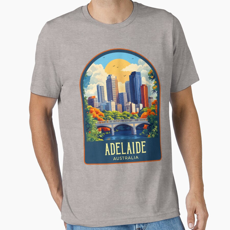 Adelaide Vintage Travel Illustration by HomeLivingCo T-Shirts, Hoodie, Sweatshirt | BlankRebels.com (Image 1)