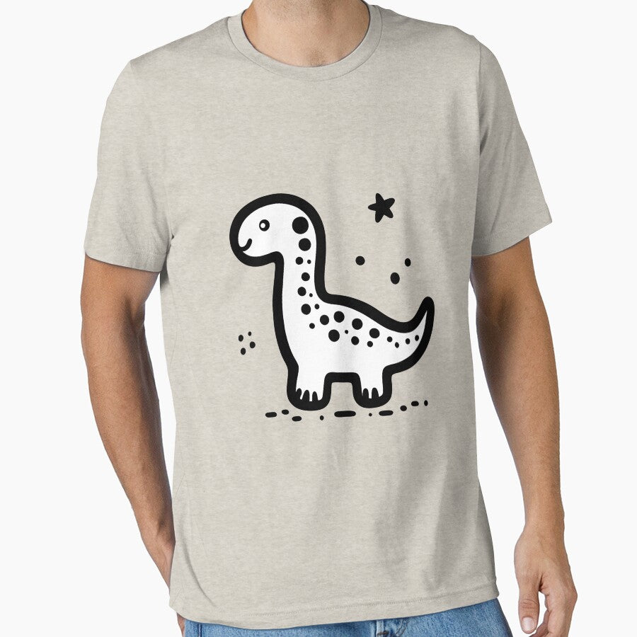 Simple Dinosaur Line Drawing - Minimalist Kids Art by happyartworks T-Shirts, Hoodie, Sweatshirt | BlankRebels.com (Image 1)