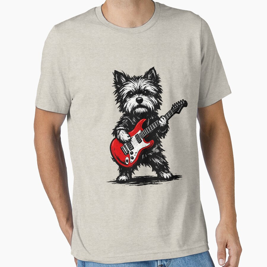 Vintage Yorkie Rock Funny Dog Playing Guitar Rock Style by jolihanot T-Shirts, Hoodie, Sweatshirt | BlankRebels.com (Image 1)