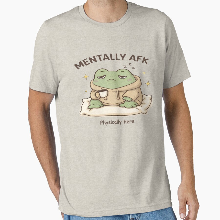 Mentally AFK- physically here funny frog illustration by Karxo-co T-Shirts, Hoodie, Sweatshirt | BlankRebels.com (Image 1)