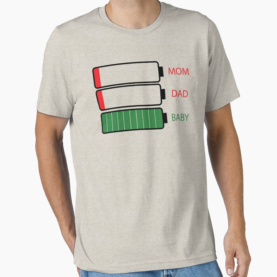 Vintage Mom Dad baby Funny Energy level illustration by garniturex T-Shirts, Hoodie, Sweatshirt | BlankRebels.com (Image 1)