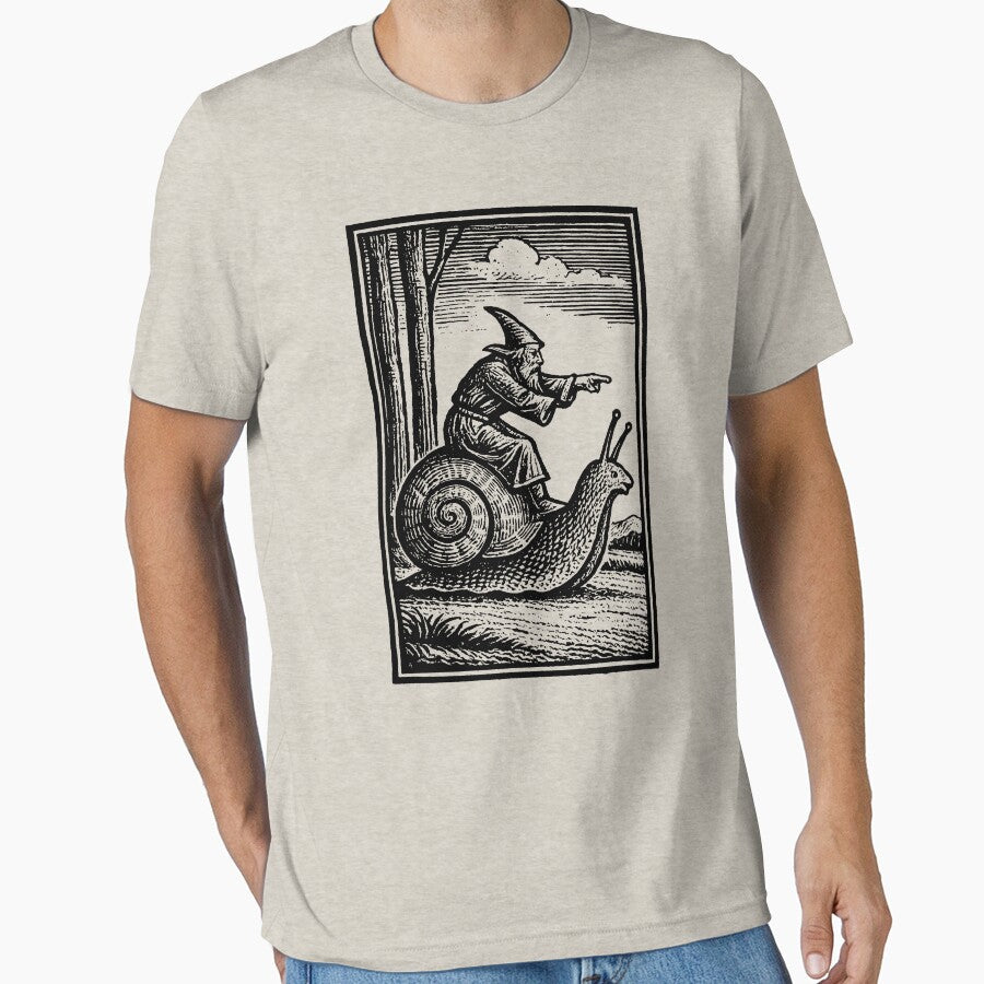 Retro Medieval Wizard Snail Rider - Vintage 90s Renaissance Fantasy Art by CARBONARA LLC.