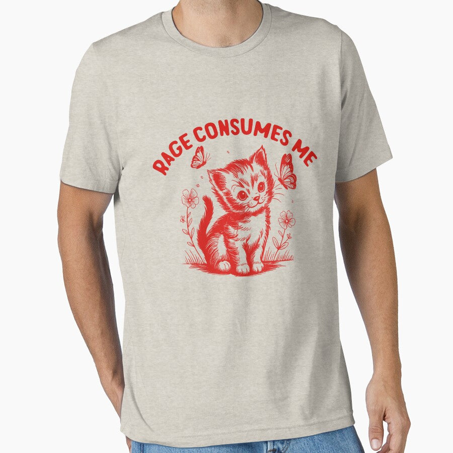 Rage-Consumes Me-Cat Flower-Cute Kitty-Cat Meme by jolihanot T-Shirts, Hoodie, Sweatshirt | BlankRebels.com (Image 1)