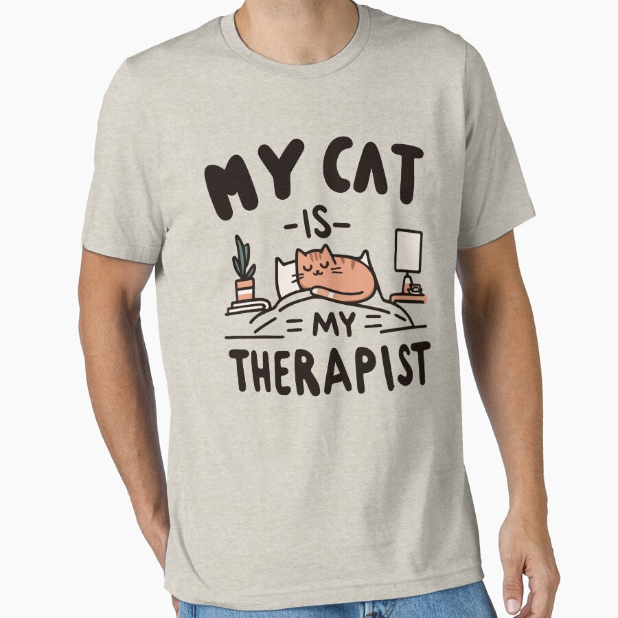 My Cat Is My Therapist – Funny Introvert Cat Mom Tee by denissmartin2020 . Hoodie, Sweatshirt | BlankRebels.com (Image 1)
