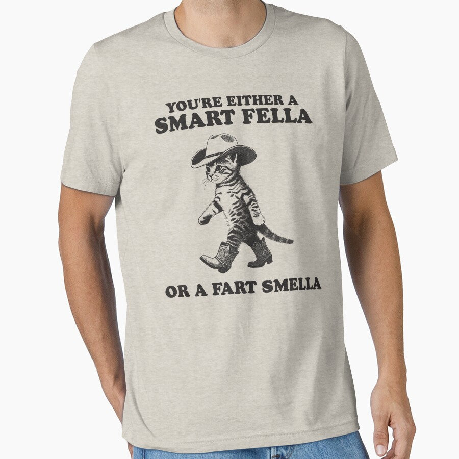Are You Smart Fella Fart Smella? Retro Cartoon Weird Meme Cowboy Cat Smart Fella Cat 90s T-Shirts, Hoodie, Sweatshirt