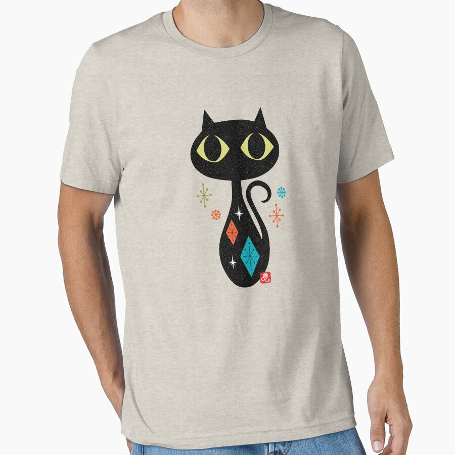Cat - Stylish Vintage Kitty - Retro Black Cat by DesignByLeo T-Shirts, Hoodie, Sweatshirt | BlankRebels.com (Image 1)