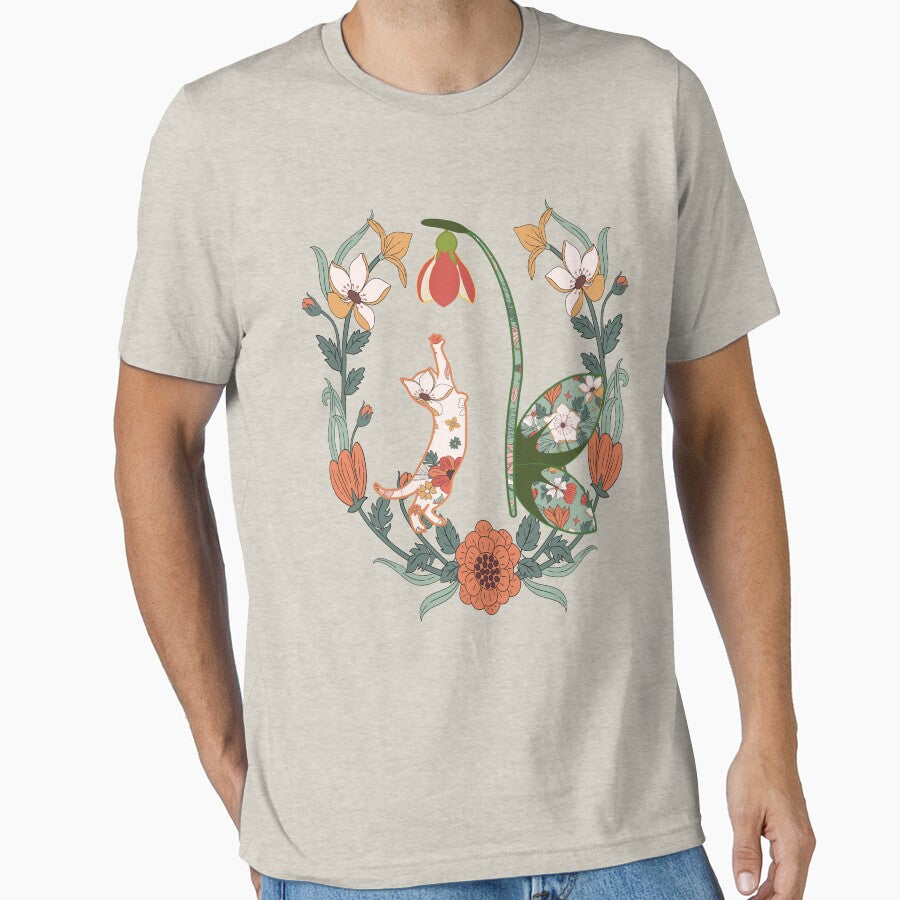 Boho Cat in Amid of Flowers: T-Shirt by Vachala Hoodie, Sweatshirt | BlankRebels.com (Image 1)