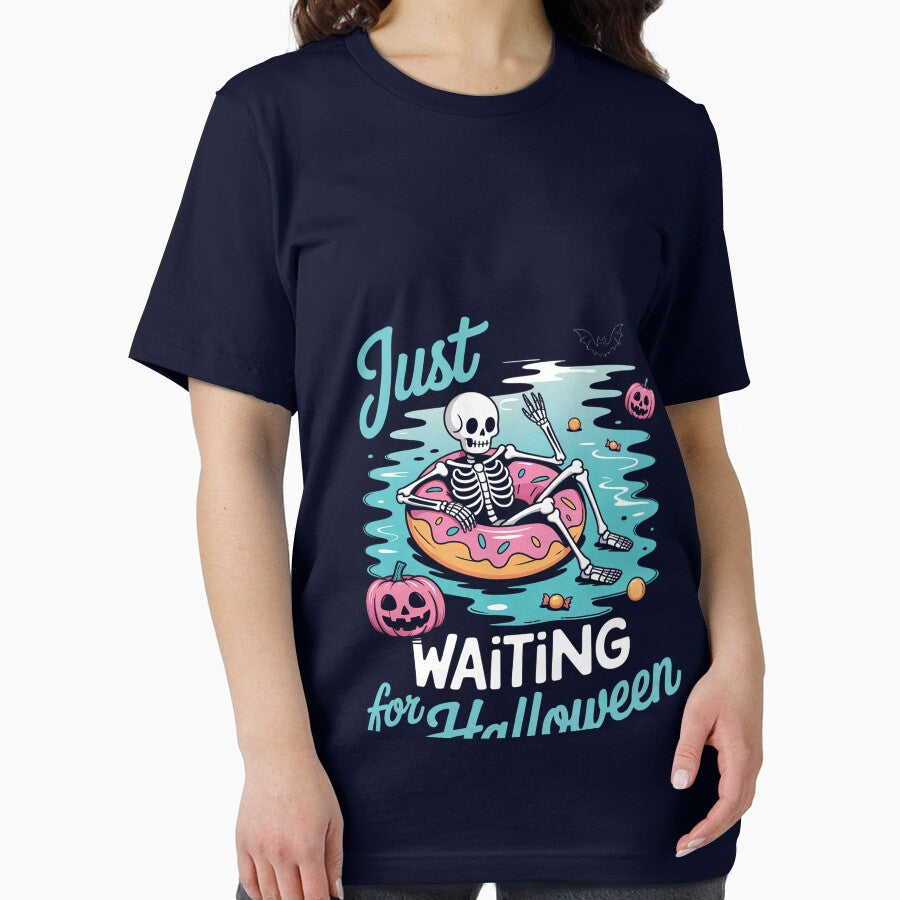 Just Waiting For Halloween Spooky Skeleton Summer Halloween by Rackaam T-Shirts, Hoodie, Sweatshirt (Image 2)