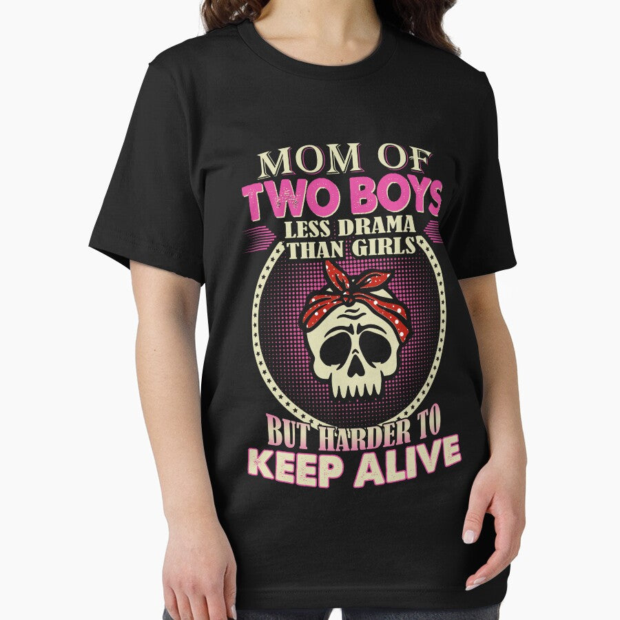 Mom Of 2 Boys Less Drama Than Girls But Harder To Keep Alive by rioferdee T-Shirts, Hoodie, Sweatshirt (Image 2)