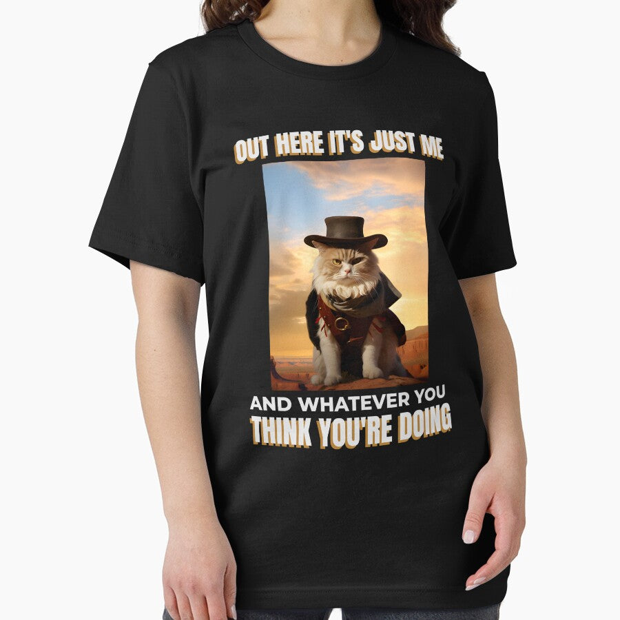 OUT HERE IT’S JUST ME | SARCASTIC DESERT CAT SERIES  —  SHERIFF CAT EDITION by WitLounge T-Shirts, Hoodie,... (Image 2)