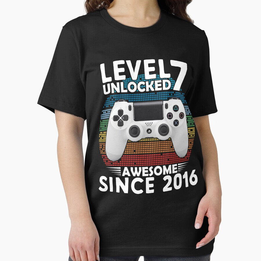 Seven 7yr BDay Son Boy Funny Gamer 7th 7 Year Old Birthday by TypoArtist T-Shirts, Hoodie, Sweatshirt (Image 2)
