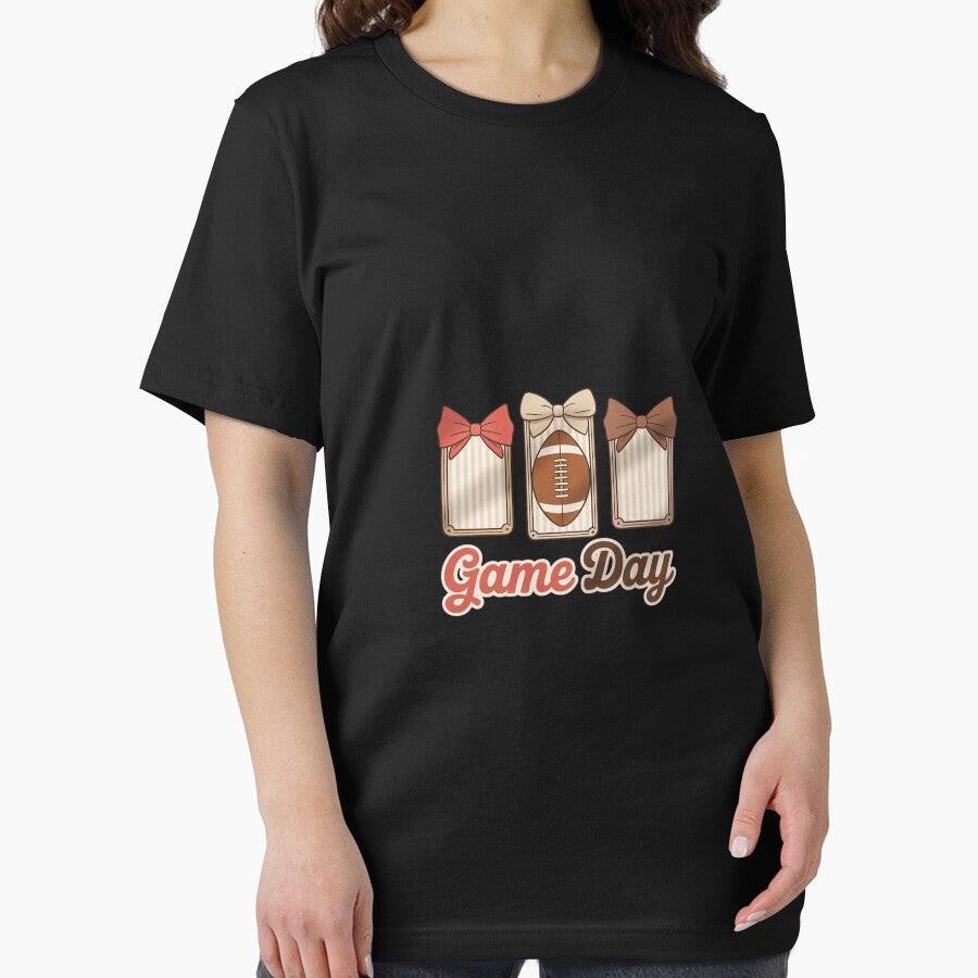Womens Cute Game Day Football Mom Girl Fan Coquette Bow Fall Theme by AquaKiev T-Shirts, Hoodie, Sweatshirt (Image 2)