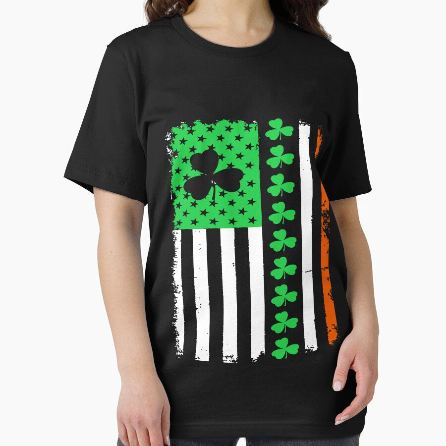 Vintage St Patrick's Day Irish American Flag Shamrock Lucky by Micro-dose T-Shirts, Hoodie, Sweatshirt (Image 2)