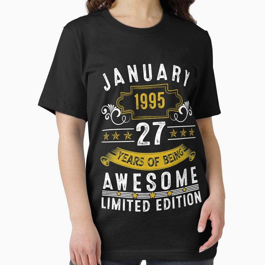 27 Year Old Awesome Since January 1995 Gifts 27th Birthday by Nena12312 T-Shirts, Hoodie, Sweatshirt (Image 2)