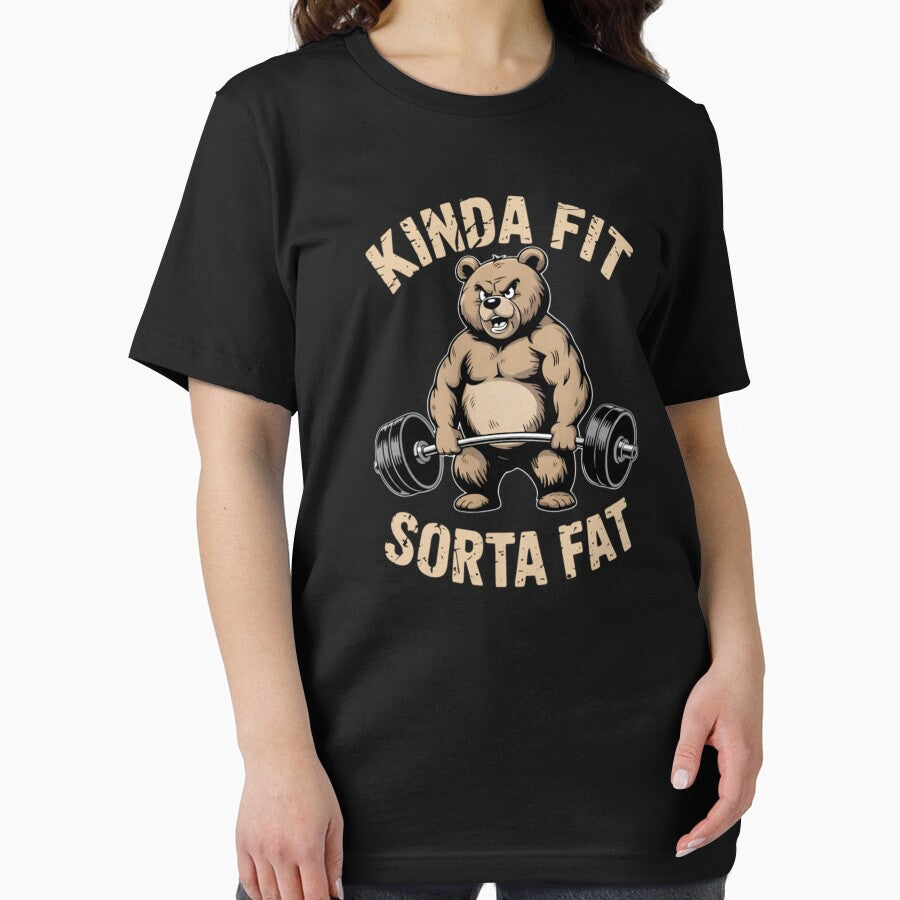 Kinda Fit Sorta Fat Funny Gym Bear Weightlifting Workout by raccoon2opossum T-Shirts, Hoodie, Sweatshirt (Image 2)