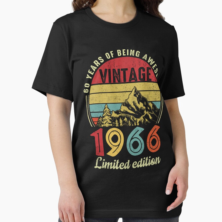 60th Birthday Vintage 1966 Distressed Design Retro Birthday Gift by FernaRoje T-Shirts, Hoodie, Sweatshirt (Image 2)